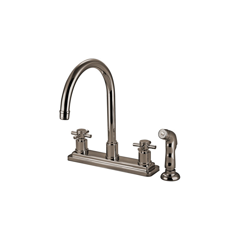 South Beach Double Handle Kitchen Faucet with Side Spray, Satin Nickel