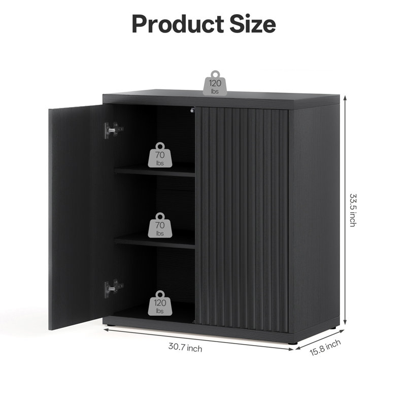 Armoire de rangement avec portes et tablettes Aguilera, Noir