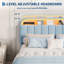 Structure de lit double avec tête de lit et lumières DEL RVB, 2 tiroirs sous le lit, tête de lit réglable, velours bleu non nécessaire-130632830-130632835