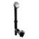 14" Black Polypropylene Pull To Open Bathtub Leg Drain Assembly with Two-Hole Overflow