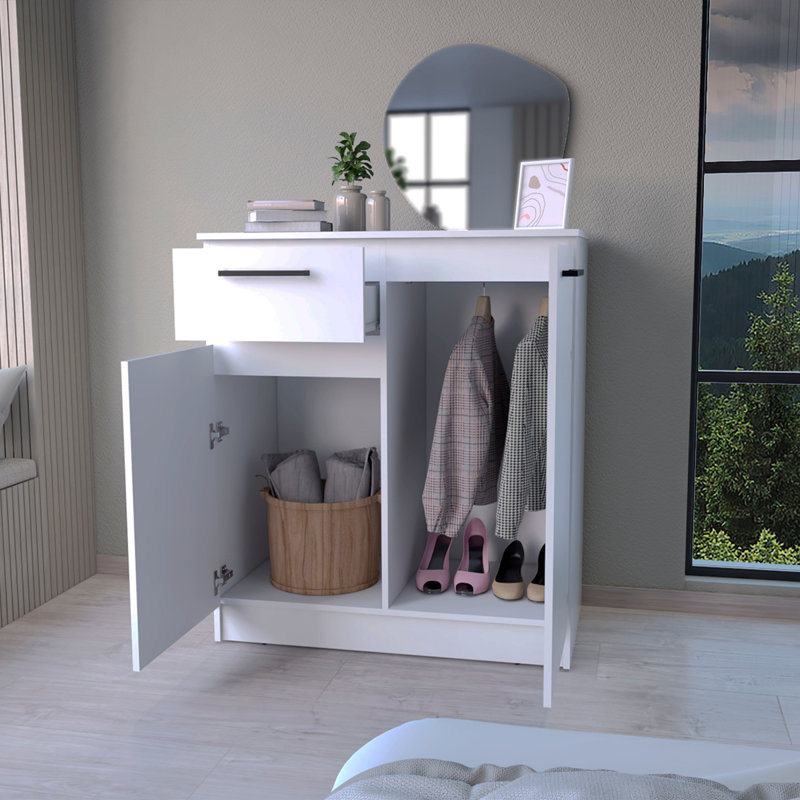 Commode Clarion avec 1 tiroir et 2 portes, Blanc