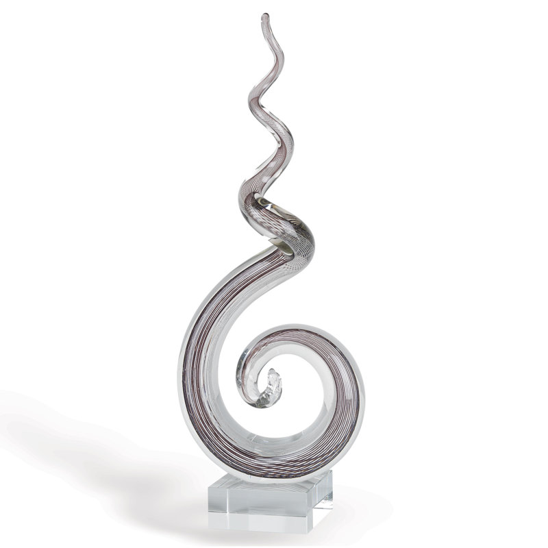 Sculpture de table abstraite moderne en verre de Murano transparent 20 po Hedgerley, H 18 po x l 6 po x P 2 po