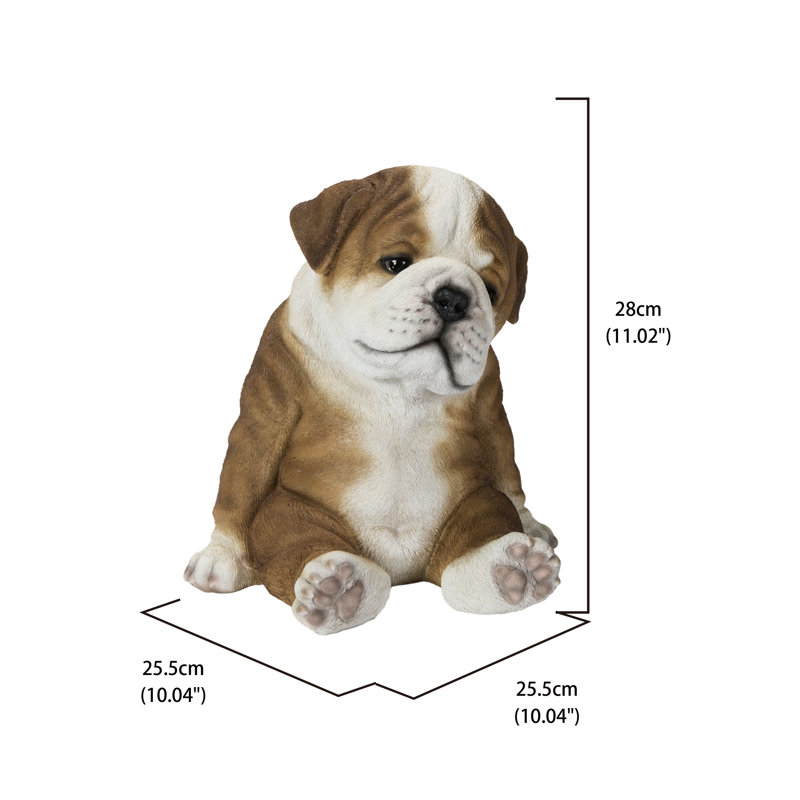 Statue chiot bulldog endormi en position assise, H 11,02 po x l 10,04 po x P 10,04 po