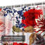 Rideau de douche imperméable à motif floral rétro avec 12 crochets Dahlia-1785063159