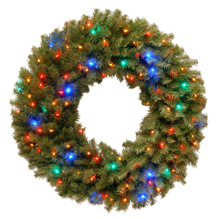 The Holiday Aisle® Norwood Fir Wreath with Multicolor LED Lights
