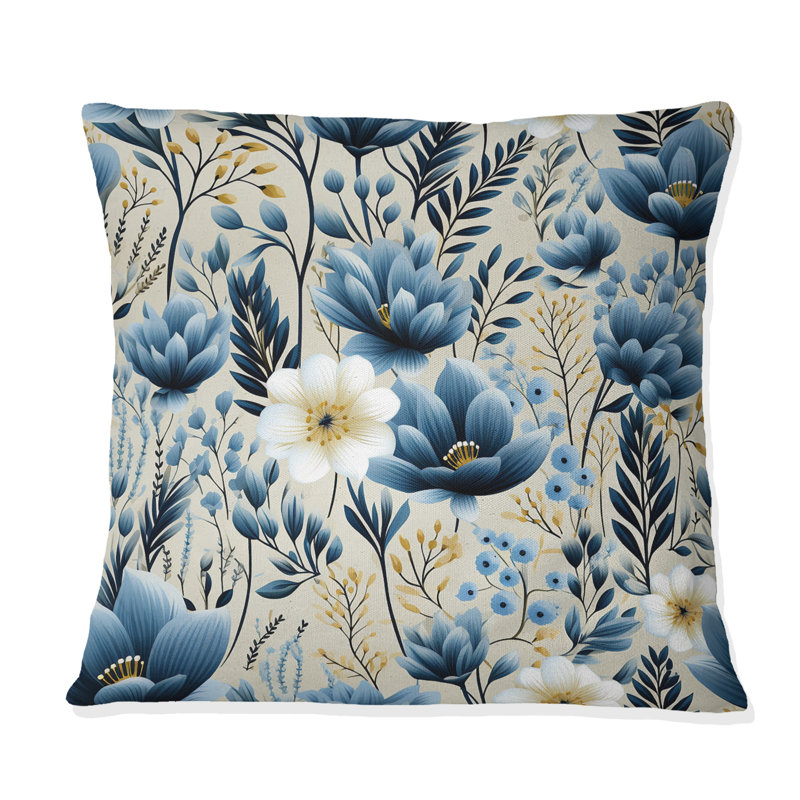 Coussin Blue Meadow, H 18 po x l 18 po