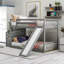 Lit superposé simple au-dessus d'un lit simple avec glissière convertible et escalier, peu encombrant et amusant pour les chambres d'enfants, gris