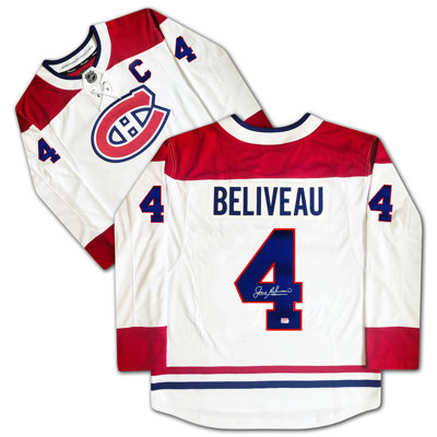 Maillot blanc des Canadiens de Montréal autographié Jean Beliveau - collection signée NHL Hockey Memorabilia (taille L ou XL)