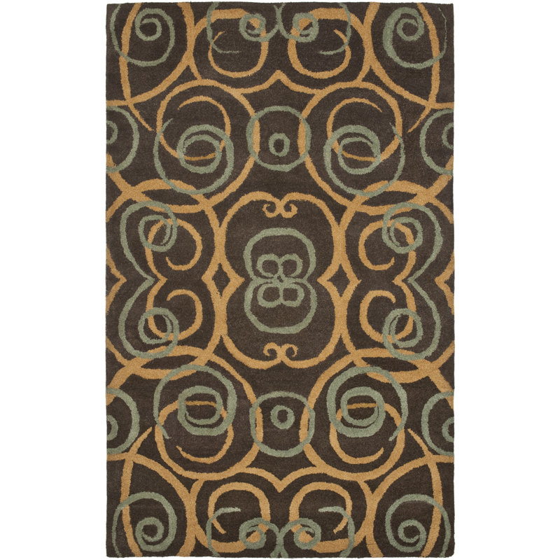 Zanora Drive Hand Tufted Overall Content: Wool Cotton Latex Abstract Rug in Brown, Rectangle 5' x 8'