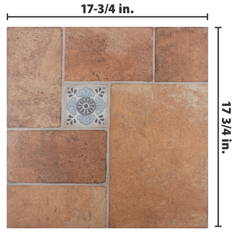 Tovar 17-3 / 4 po X 17 3/4 po Carreau de céramique rustique pour mur et plancher