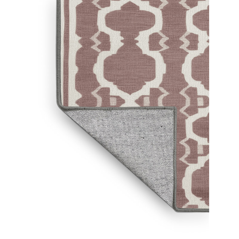 Machine Washable Trellis Brown Area Rug, Rectangle 3' x 5'
