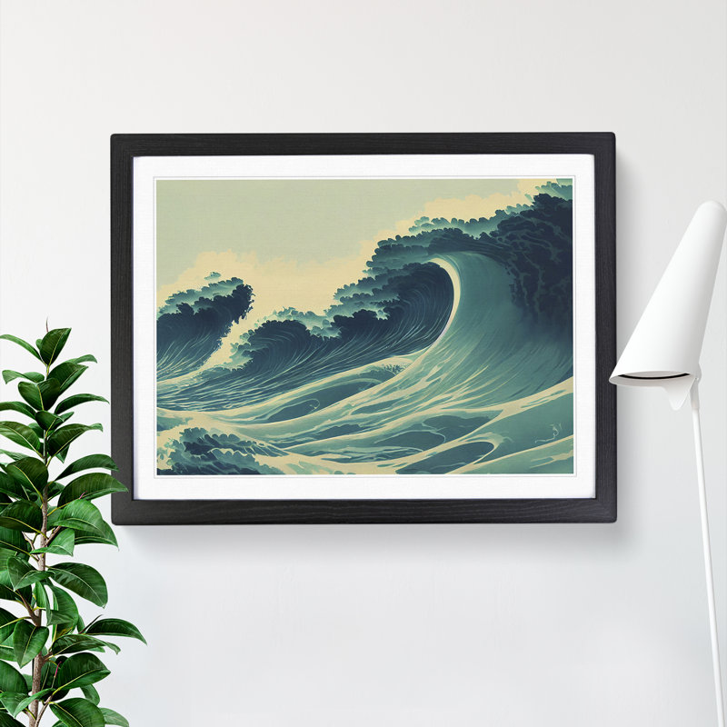 Glowing Japanese Wave - Framed Print
