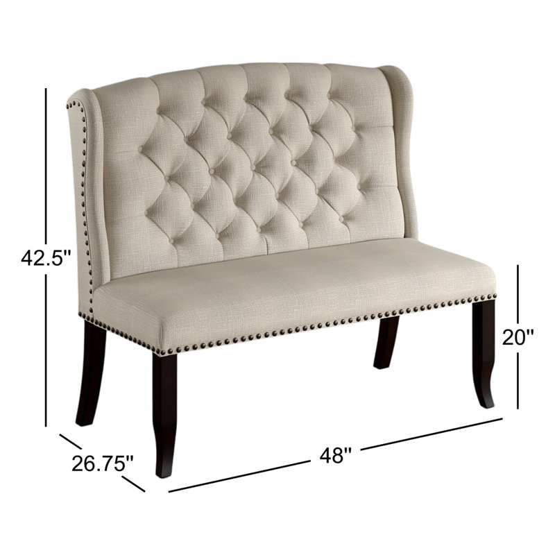 Adler Upholstered Bench, Beige, 42.5" H x 48" W x 26.75" D