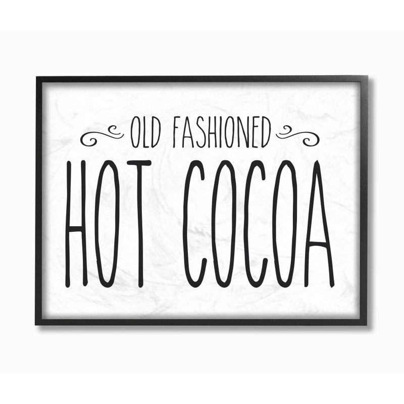«Hot Cocoa», reproduction d'art textuel, H 16 po x l 20 po, Giclée encadrée noir minuit