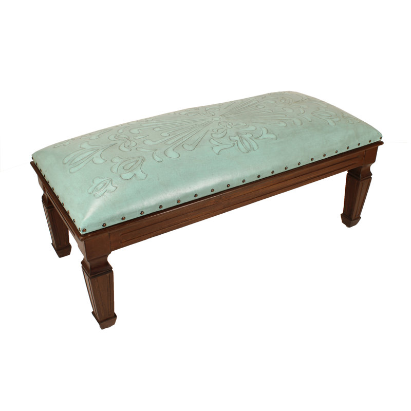 Banc en cuir véritable Rienna, Turquoise