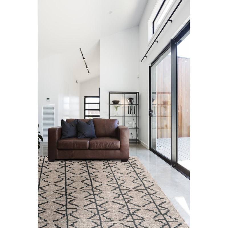 Carlette Performance Hand Tufted Wool Geometric Indoor Rug, Rectangle 3'6" x 5'6"