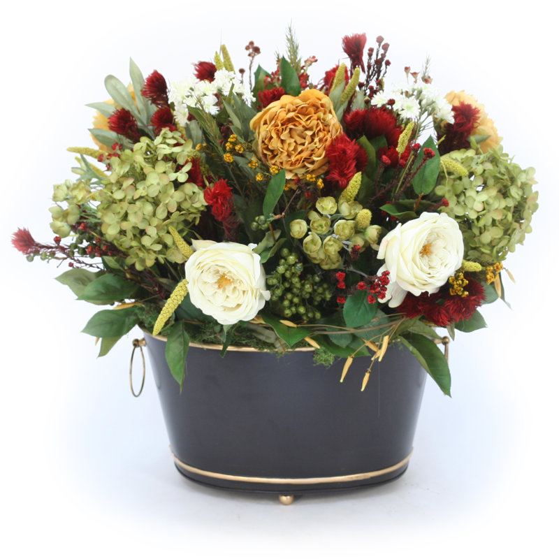 Silk Hydrangea Arrangement in Planter