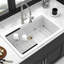 Évier de cuisine en quartz de 33 po de profondeur et 22 po de largeur, encastré, antirayures, grille de séchage, crépines lisses et-121679467