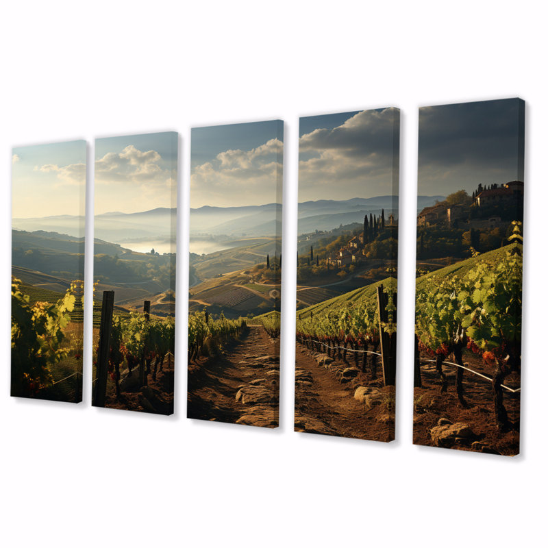«Green Vineyard Dreamcatcher Field», impression d'art mural de ferme - 5 panneaux égaux