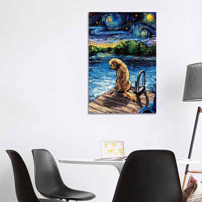 Goldendoodle Night III 1 Piece Wrapped Canvas Wall Art