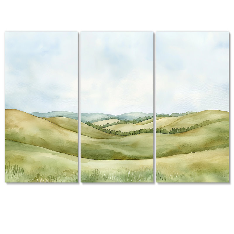 «Rolling Hills In The Prairies I», ensemble d'art mural prairies, H 28 po x l 36 po, Toile tendue, Ne s’applique pas