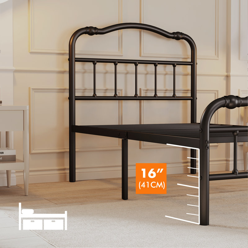 Rennane 18" Metal Twin Bed with Headboard & Footboard, Twin