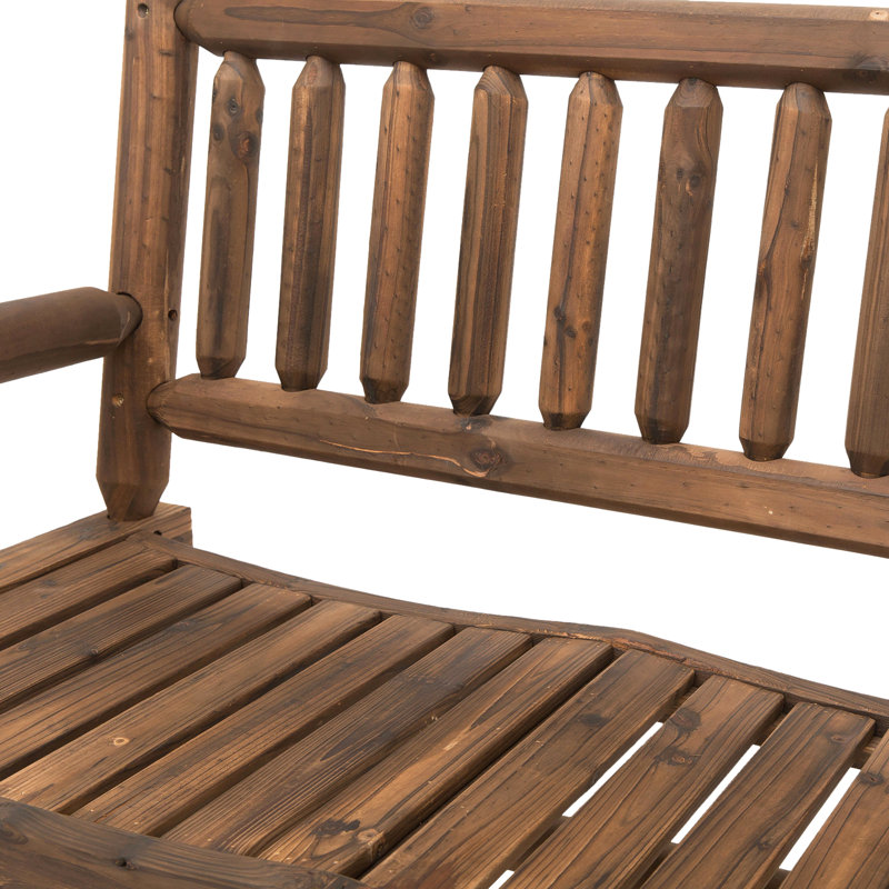 Chaise berçante en bois 2 personnes, Brun