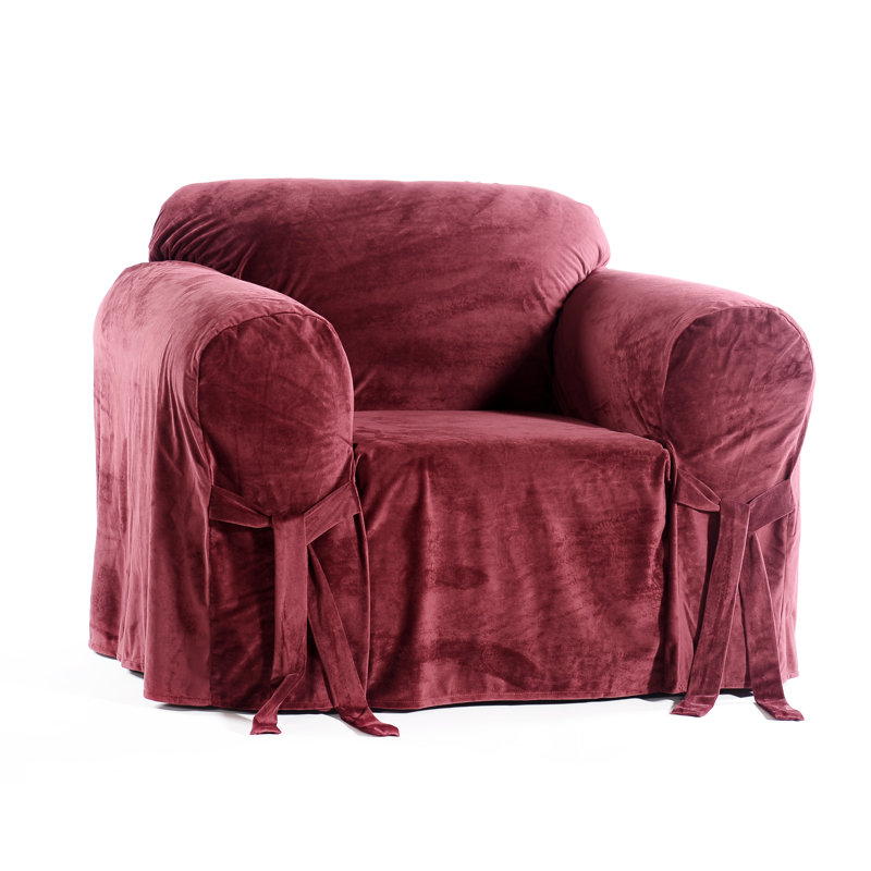 Housse pour fauteuil à coussins carrés/rectangulaires, Bourgogne, Velours