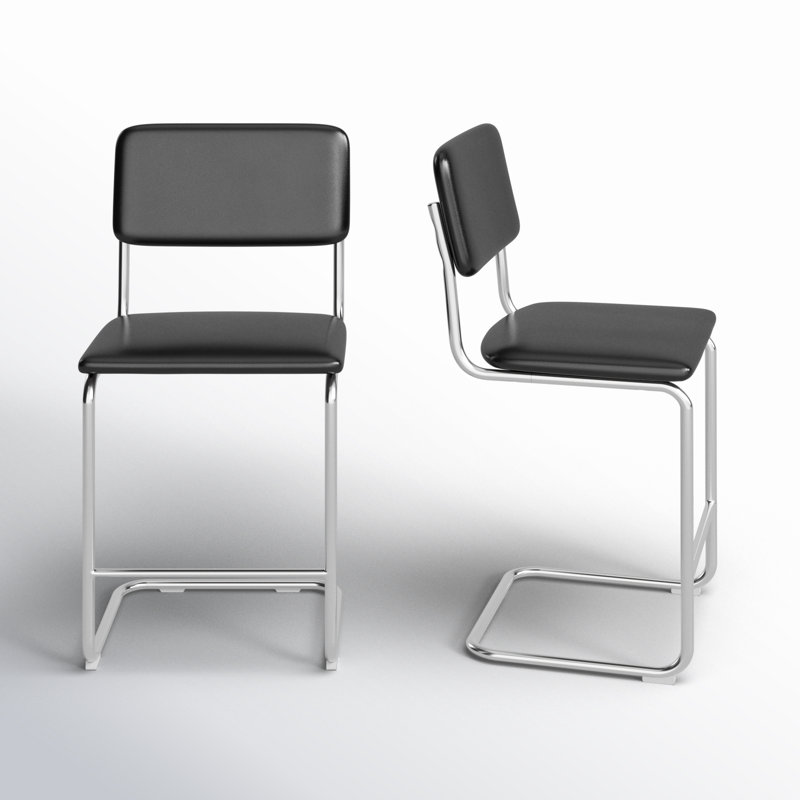 Walsh Vegan Leather Bar & Counter Stool, Midnight Black Vegan Leather, Counter Stool (24” Seat Height)