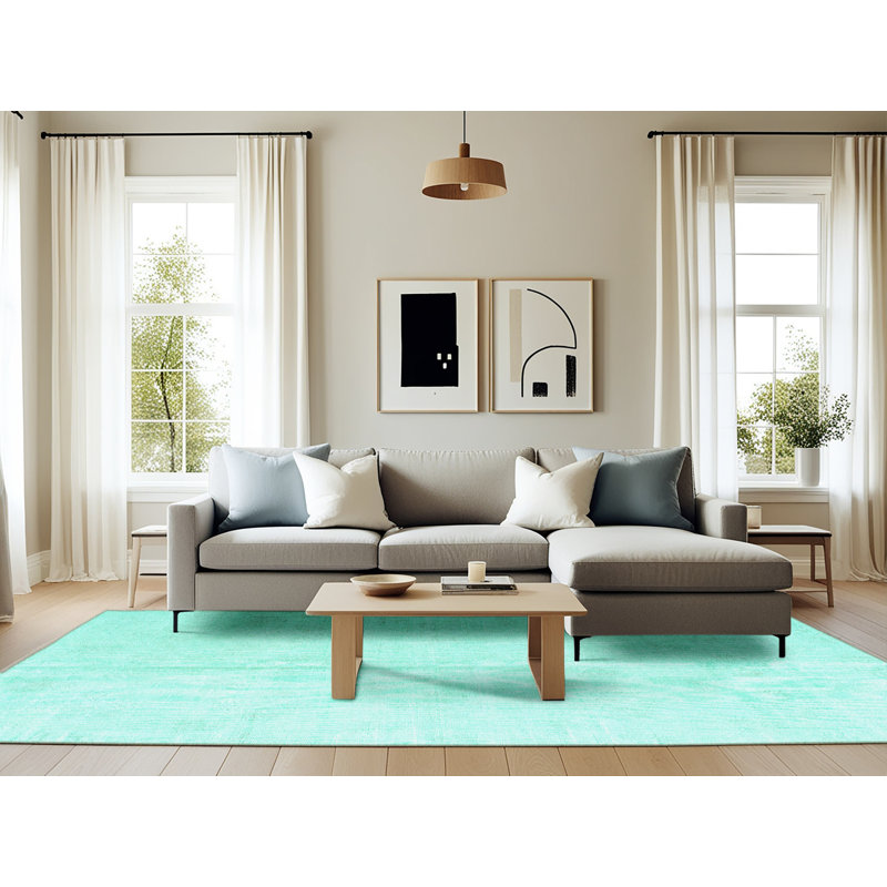 Tapis uni en laine / polyester de couleur unie fabriqué à la machine, Rectangle 6 pi x 9 pi