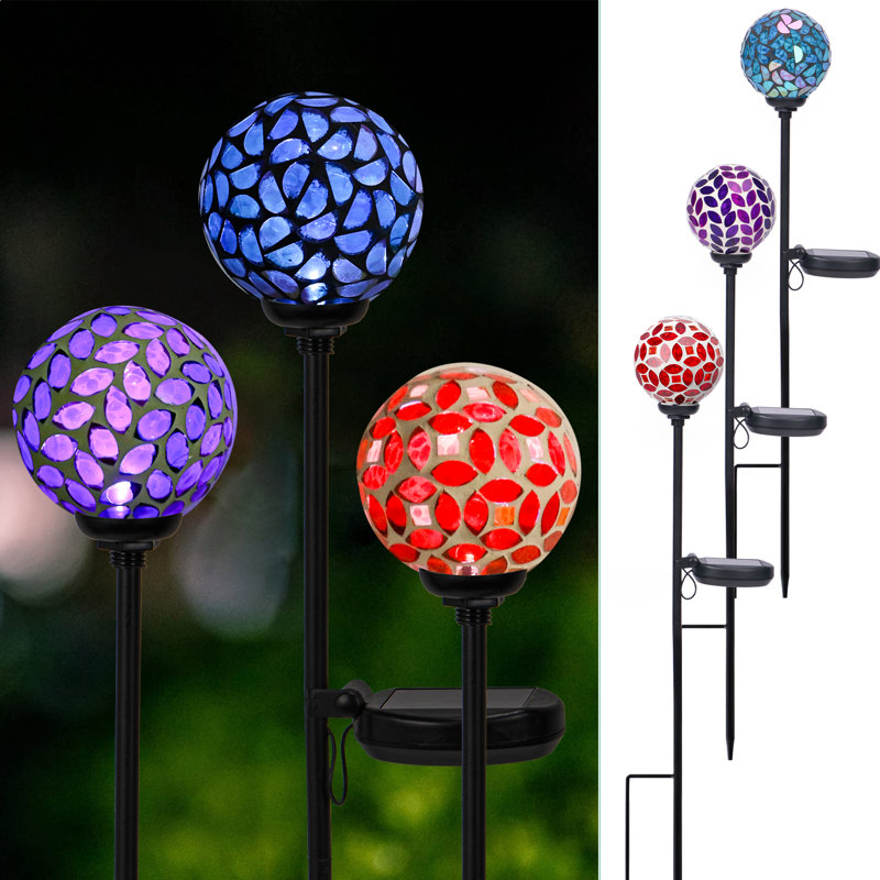 3 pièces de lumières solaires d'extérieur en mosaïque solaire décoratives pour jardin