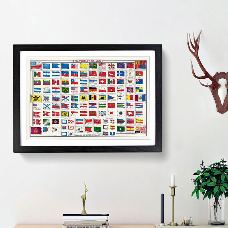 National Flags - Picture Frame Graphic Art Print on MDF, Black Framed, 48cm H x 65cm W x 2cm D