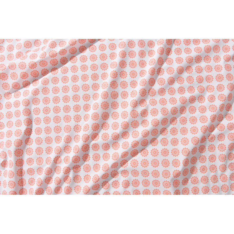  Ensemble de draps 100% coton percale, Ensemble de draps pour très grand lit avec 2 taie, Corail Mandalas