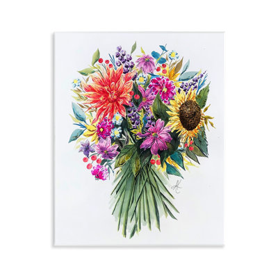 Bright Wildflower Bouquet Wall Plaque Art by Alexandria Gilbert Kincaid
