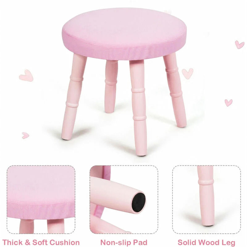 Wafrt Kids Vanity Set with Mirror, Pink