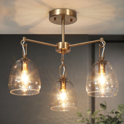 Cillin 3-Light Gold Semi Flush Mount