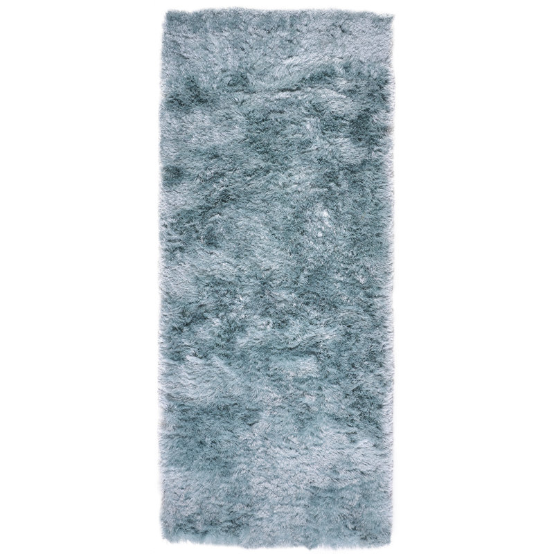 Tapis noir touffeté à la main Cienna, Tapis de couloir 2 pi 6 po x 6 pi, Turquoise