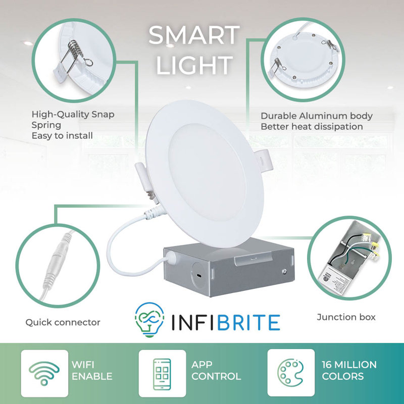 4'' Ultra-Thin Dimmable LED Smart Recessed Lighting Kit, Set of 24