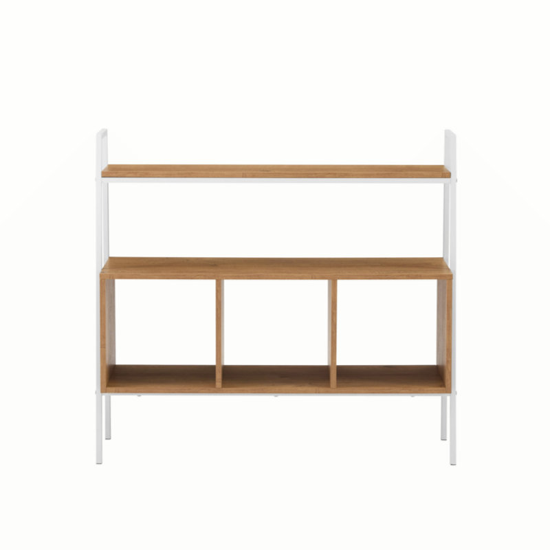 Modern Industrial Metal And Wood 3-Cubby Storage Console