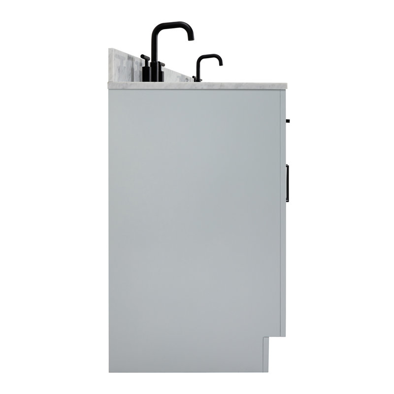 ARIEL HEPBURN 73 IN DOUBLE RECTANGLE SINK VANITY 1,5 IN, Gray, 73", Rectangular
