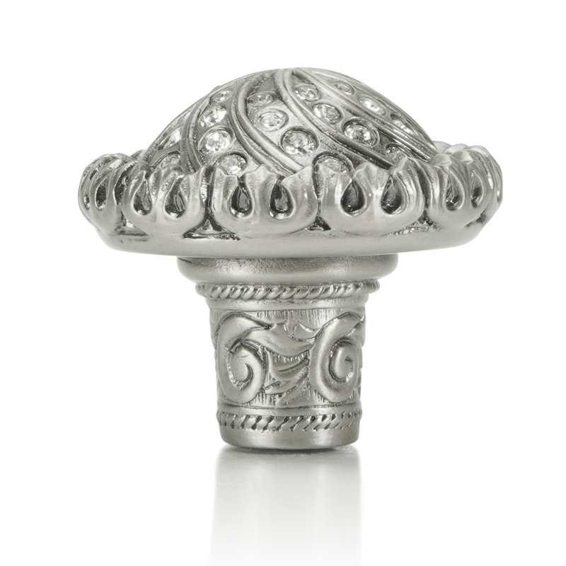 FONTAINEBLEAU KNOB; CLEAR CRYSTAL , Antique Nickel