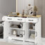 Buffet armoire, 3D / 3D, blanc, grand espace de rangement pour armoire de salon - configuration 3D3D, capacité généreuse, peinture supérieure