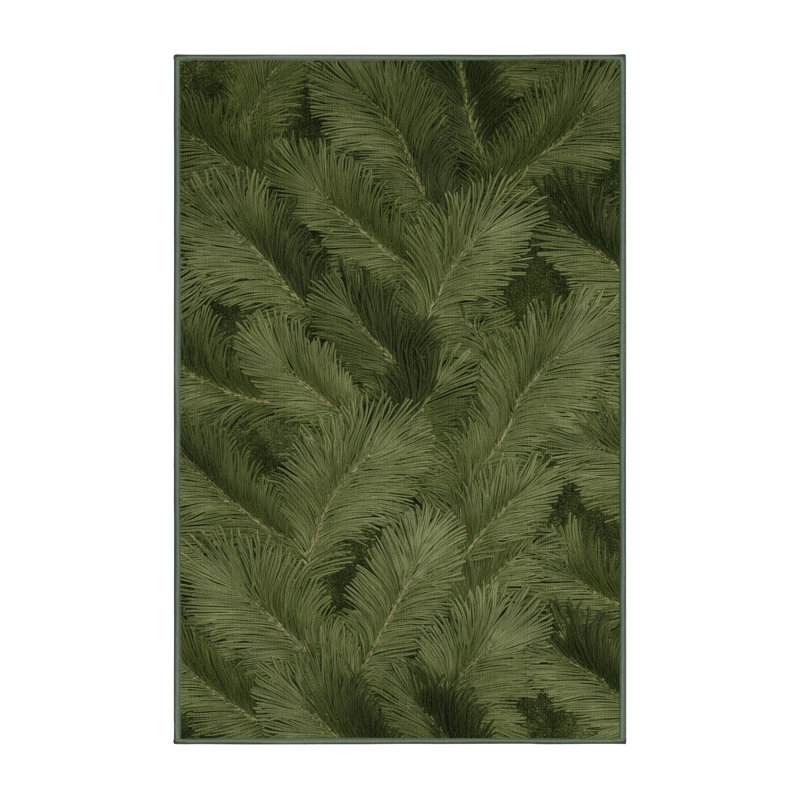 Machine Washable Nature Green Area Rug, Rectangle 5' x 8'
