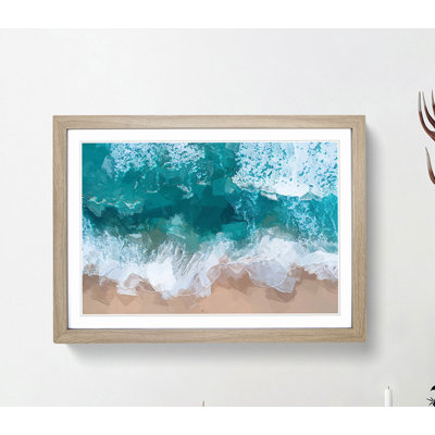 The Turquoise Ocean upon the Beach in Abstract - Framed Print