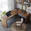 86.61"Walnut L-Shaped Solid Wood desk-108679188-108679192
