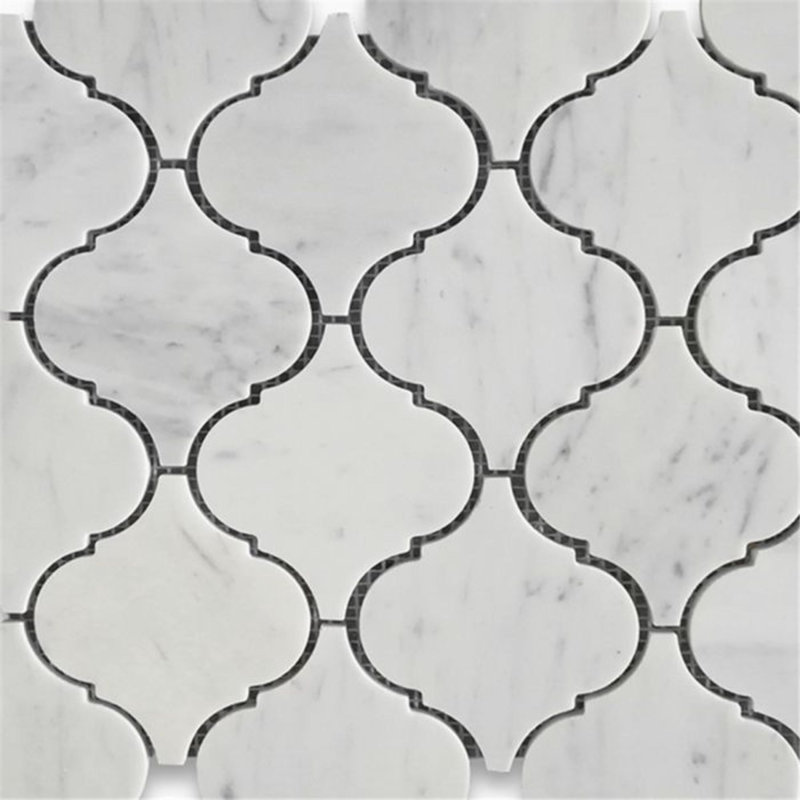 12” x 12” Carrara White Lantern Mosaic Marble Tile Sheets Polished for Wall and Floor