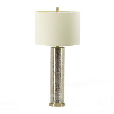 Stylish Mirrored Glass Table Lamp With Fabric Shade, Perfect For Adding Elegance And Warmth To Any Room