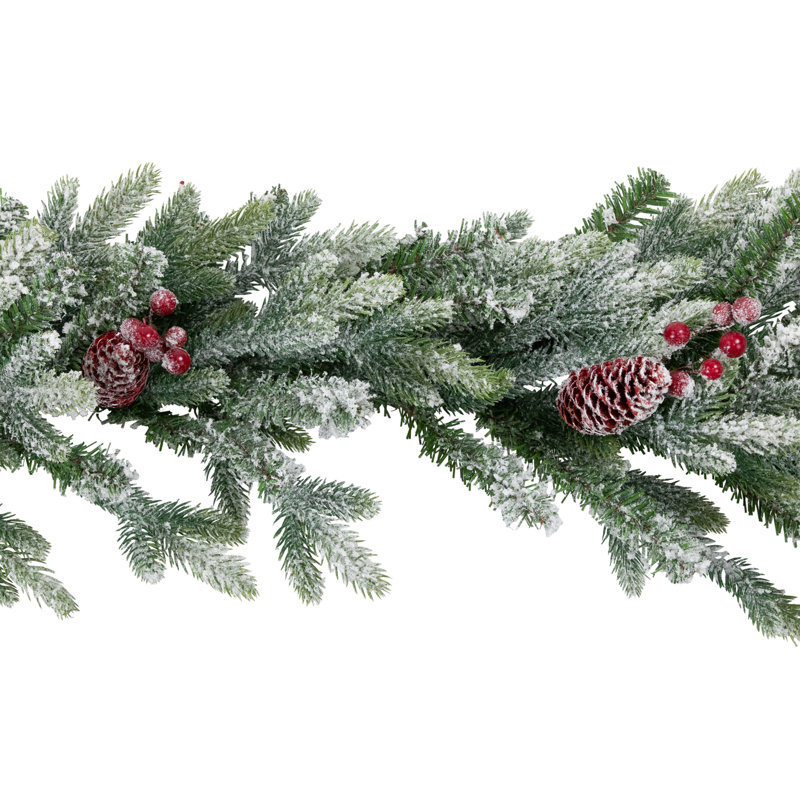 Real Touch Flocked Snowcap Grove Fir Artificial Christmas Garland - 7' X 15" - Unlit