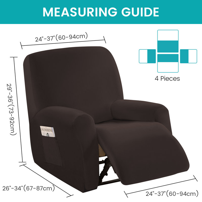 Housse pour fauteuil inclinable à coussins carrés/rectangulaires, Velours café