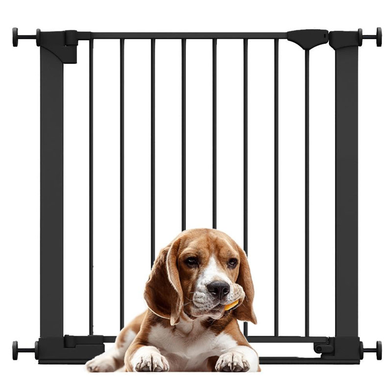 Metal Pressure Mounted Pet Gate, Black, 75cm - 82cm